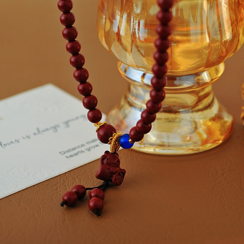 New Chinese Style Lucky Cat Cinnabar Bracelet for Women, Multi-layer Long Bracelet, New High-end Luxury Friendship Jewelry