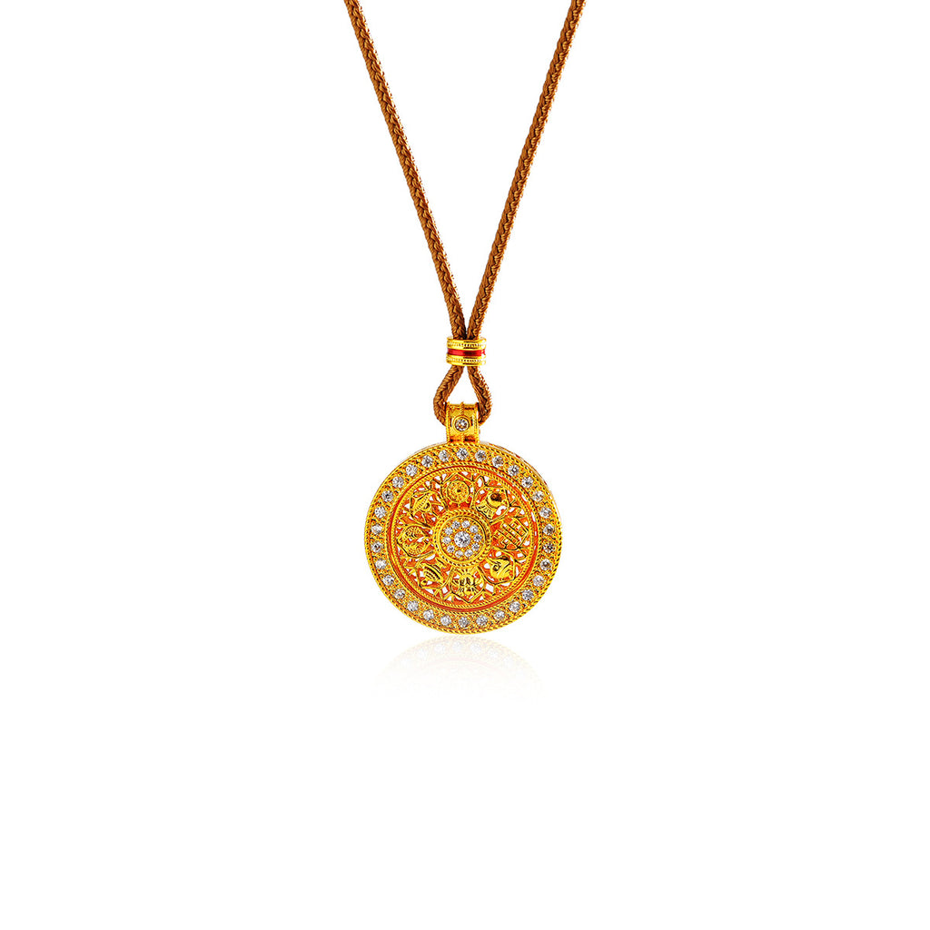 Wei Xue Same Style Hot-Selling Ancient Method Inlaid Diamond Rotating Eight Treasures Compass Pendant Necklace Rotating Auspicious Compass