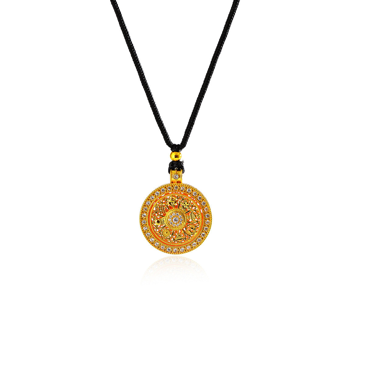Wei Xue Same Style Hot-Selling Ancient Method Inlaid Diamond Rotating Eight Treasures Compass Pendant Necklace Rotating Auspicious Compass