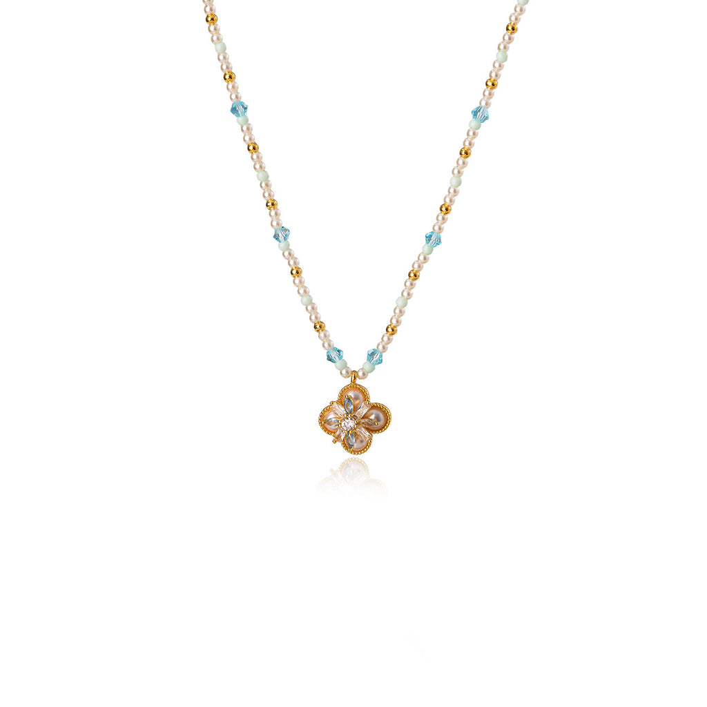 Xiaohongshu New Luxury Beaded Camellia Pearl Necklace Niche Design High-end Clavicle Chain