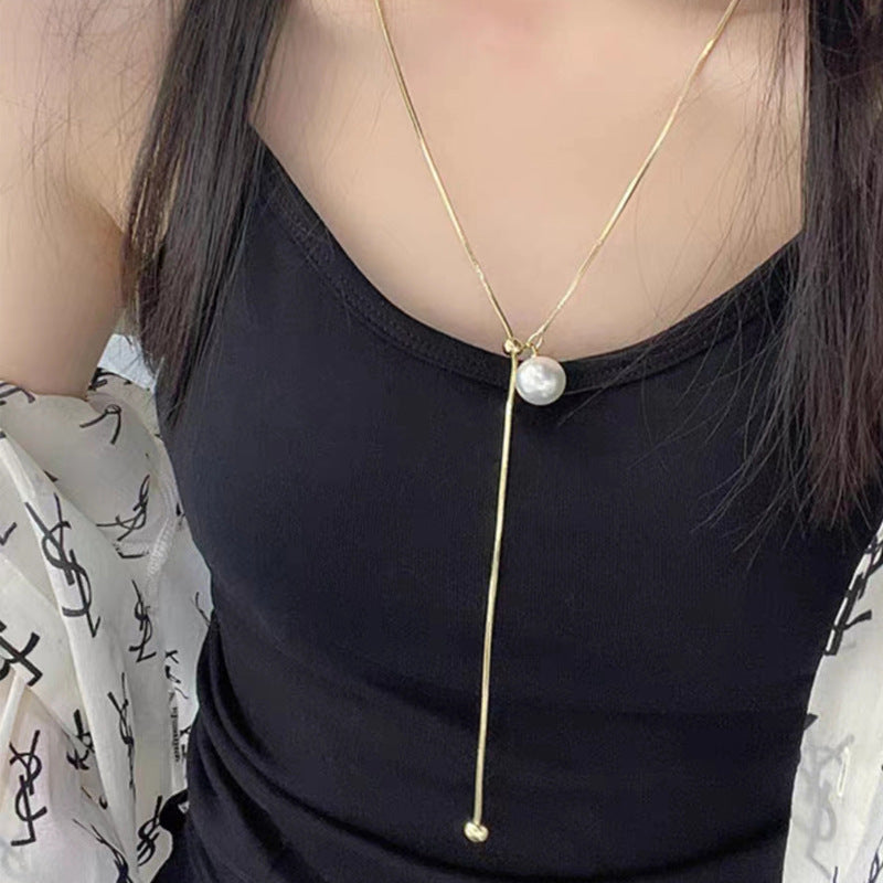 2025 New Pullable Pearl Long Sweater Chain Niche Design Simple High-end Elegant Jewelry Accessory