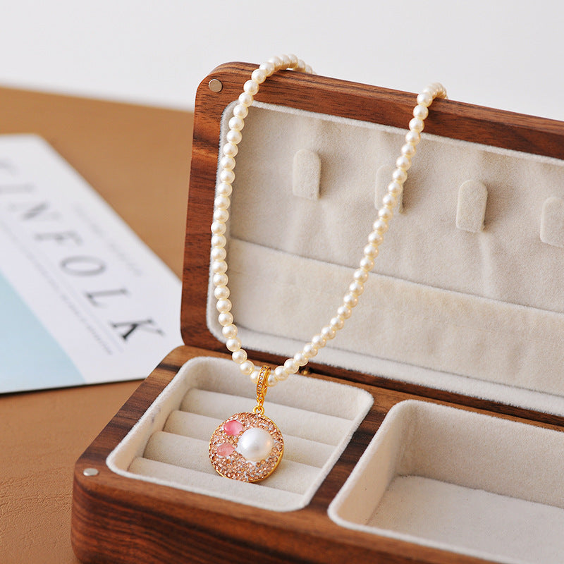 New Natural Pearl Baroque Necklace Micro Inlaid Zircon Rabbit High-end Light Luxury Choker Versatile Necklace