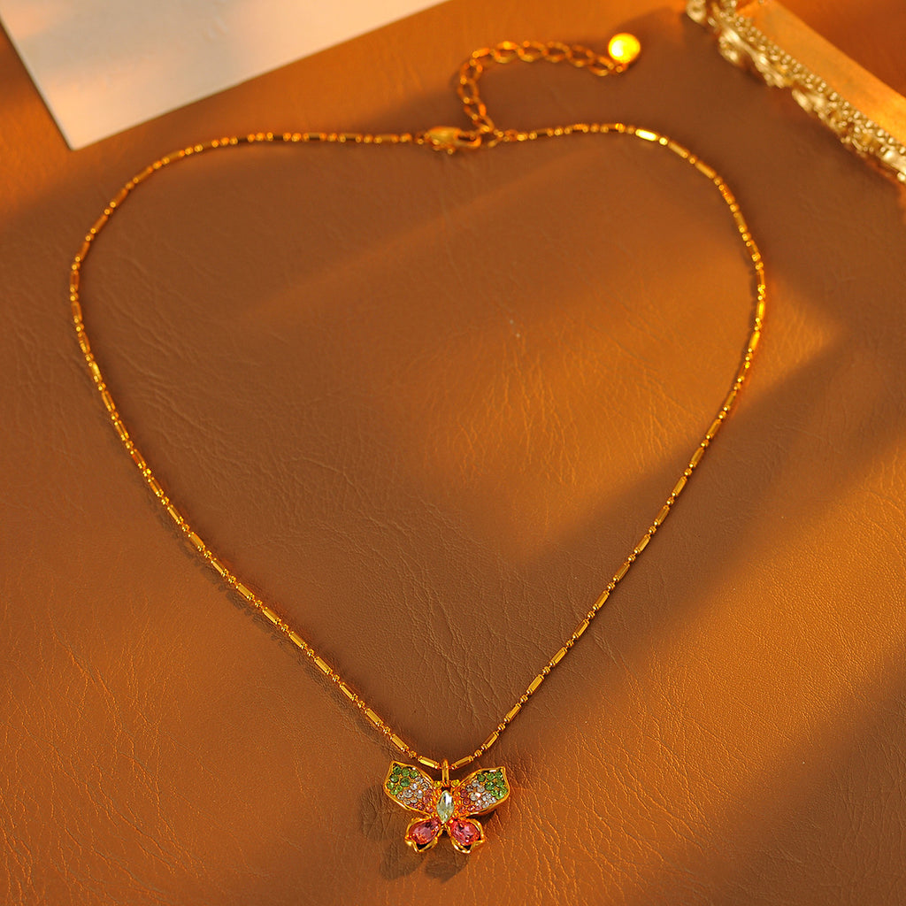 Liu Shishi Same Style Shijia Colorful Butterfly Necklace High-end Light Luxury Stunning Dopamine Necklace for Women
