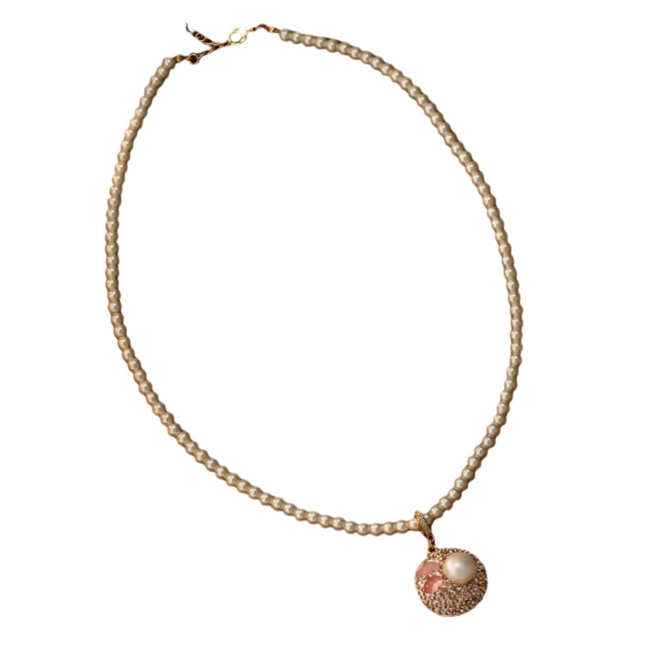 Natural Baroque Bead Pendant Fairy Pink Stone Versatile Sweet Style Necklace for Women Elegant Collarbone Chain