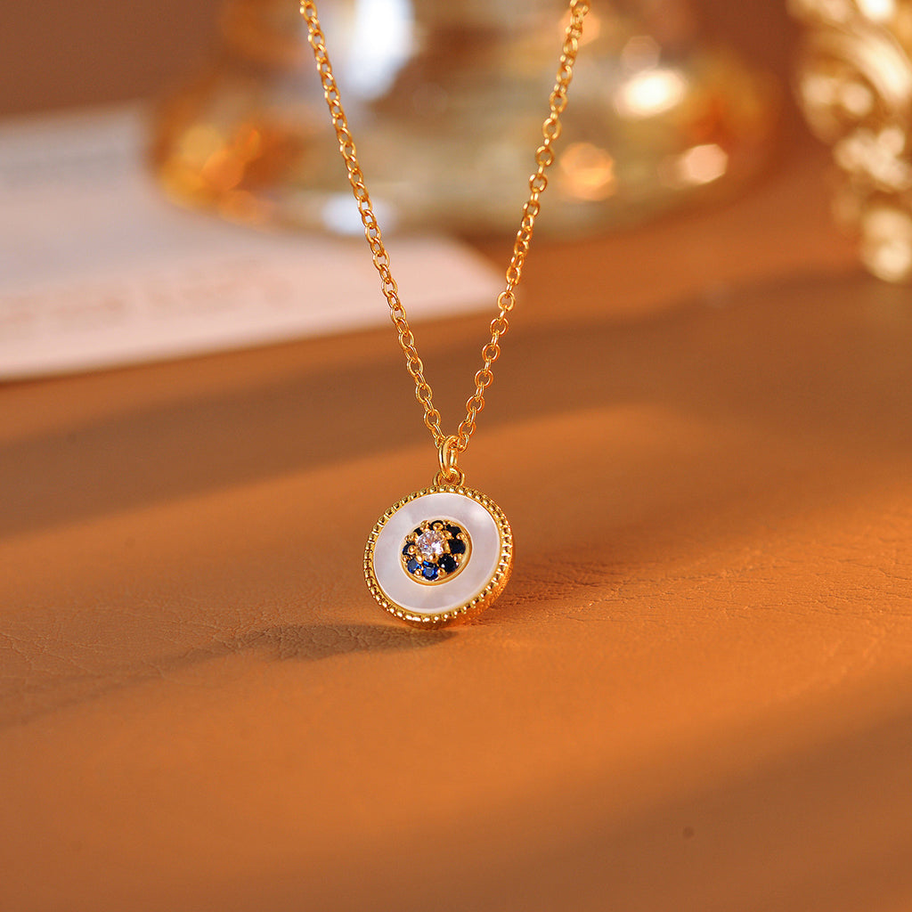 Copper Alloy Eight-Pointed Star High-End Natural Mother-of-Pearl Necklace European and American Light Luxury Style Adjustable Pull Bracelet