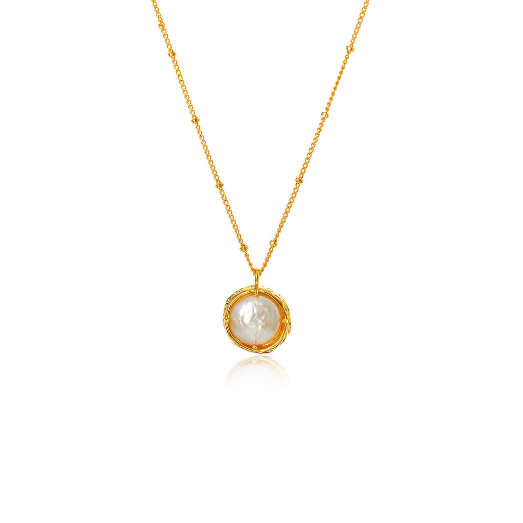 Necklace French Retro Natural Baroque Pearl Necklace Double-Sided Button Collarbone Chain Ins Fashion