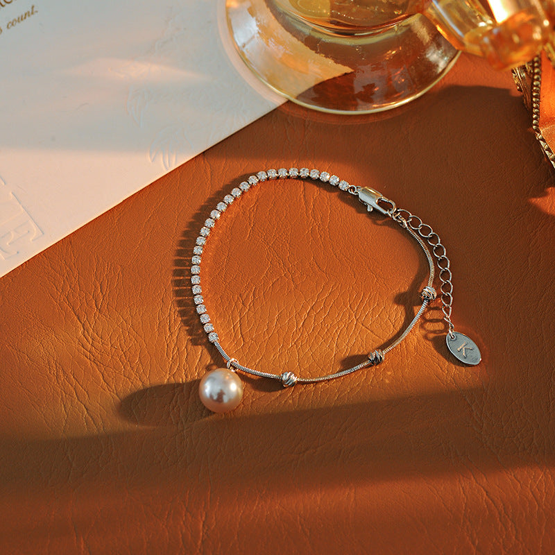 Elegant High-End Korean Dongdaemun Zircon Necklace Pearl Necklace Summer Versatile Elegant Personality Fashion Collarbone Chain