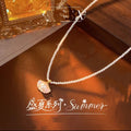 2mm Beads Natural Freshwater Pearl Ginkgo Leaf Necklace Exquisite Versatile High-end Pearl Collarbone Chain