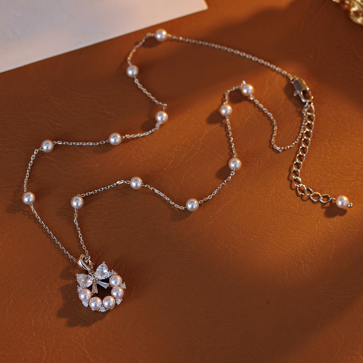 Runaway Princess Necklace Earrings New Round Hollow Micro Inlaid Pearl Pendant Accessories Light Luxury Jewelry