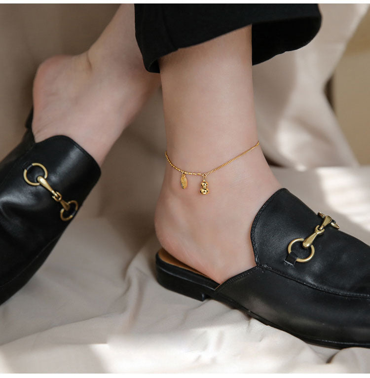 Summer New High-End Niche Light Luxury 18K Gold Plated Peace Gourd Necklace for Women Collarbone Chain Neck Chain Vintage Non-Fading