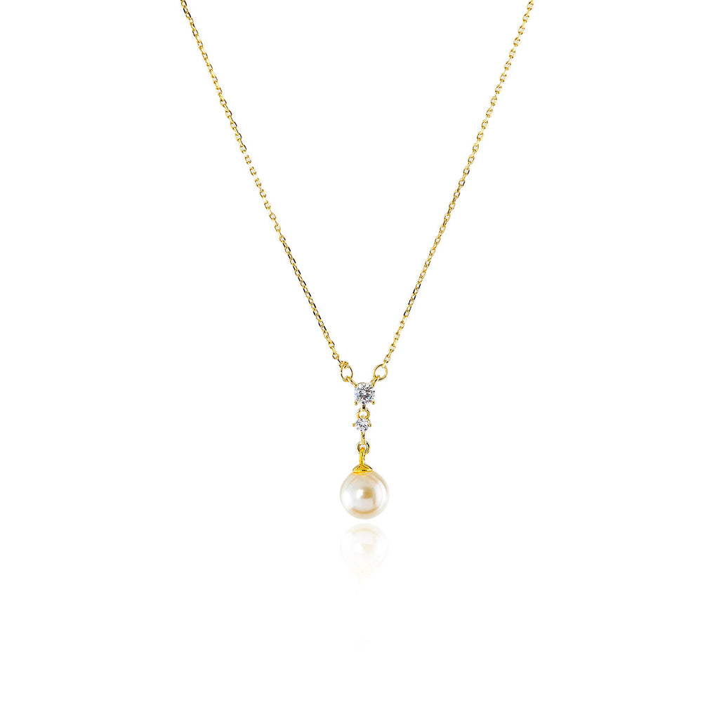 Simple Versatile Pearl Necklace New Classic Sparkling Zircon Collarbone Chain Daily Commute Party Accessories