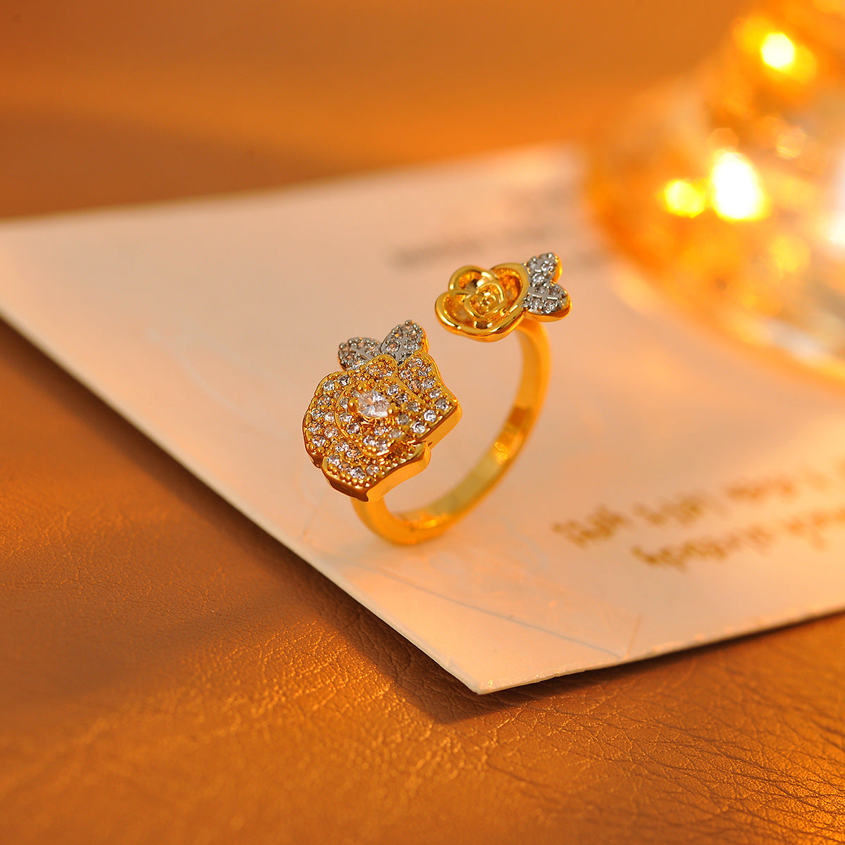 French Style Light Luxury Zircon Twin Rose Necklace Fashion Camellia Exquisite Vintage Bracelet Set