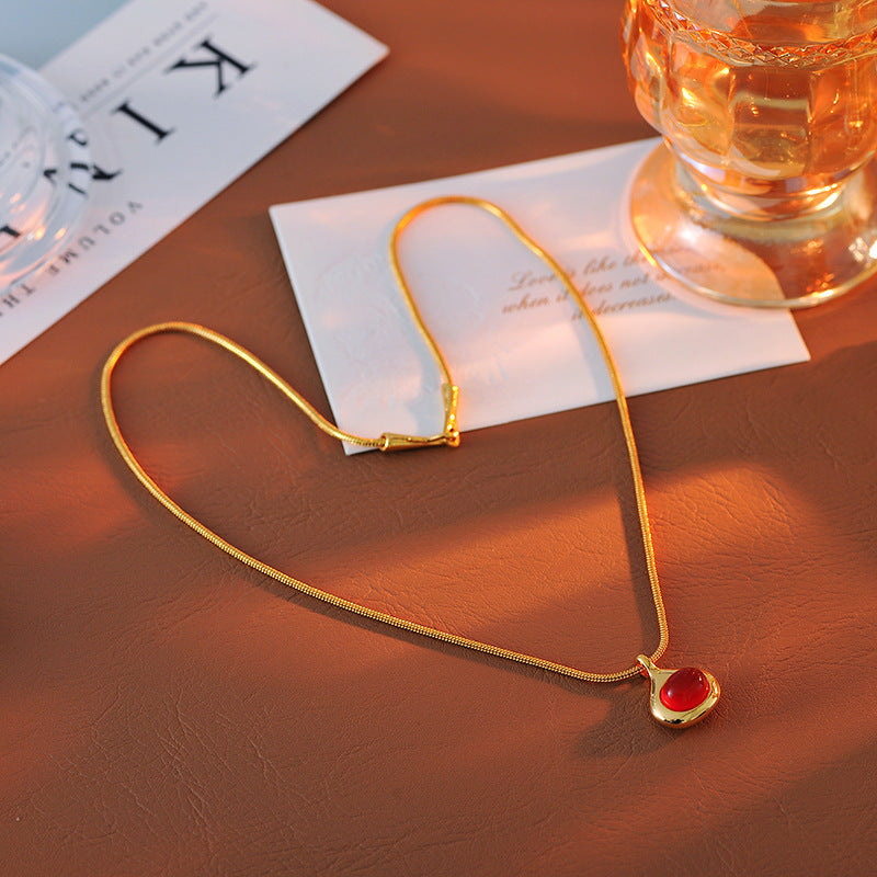 New Hot-Selling New Year Zodiac Year Red Gourd Necklace for Women Autumn Winter High-End Sweater Chain Pendant Jewelry