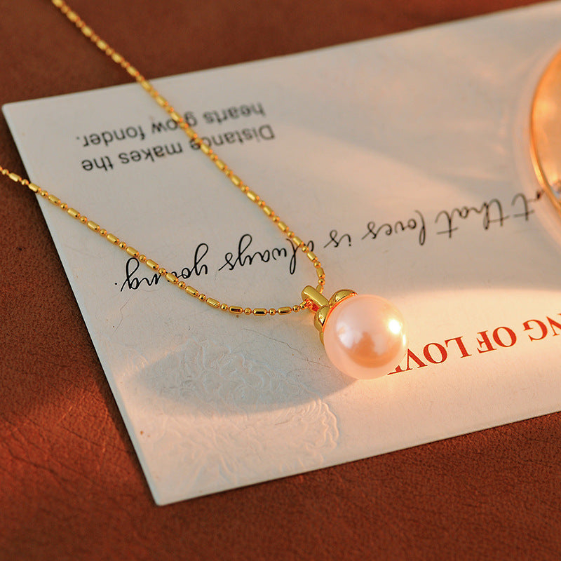 Persimmon Wish Pearl Pendant Necklace Accessory for Women Sweater Chain New Hot Style Exquisite Choker Light Luxury Niche