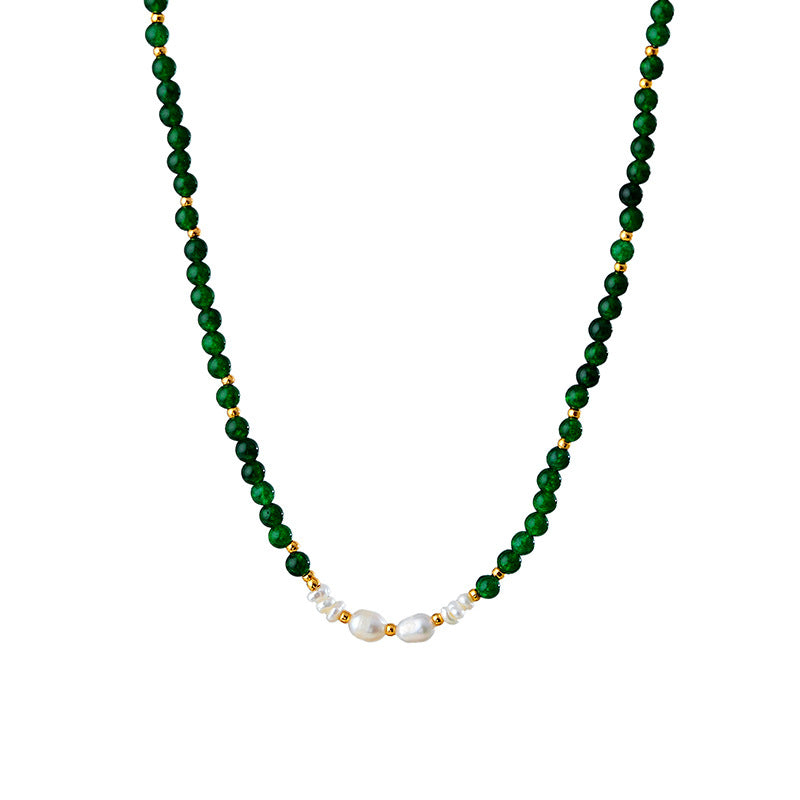 New Chinese Style Freshwater Pearl Natural Agate Stone Versatile Collarbone Chain New Chinese Style Daily Niche Retro High-end Necklace