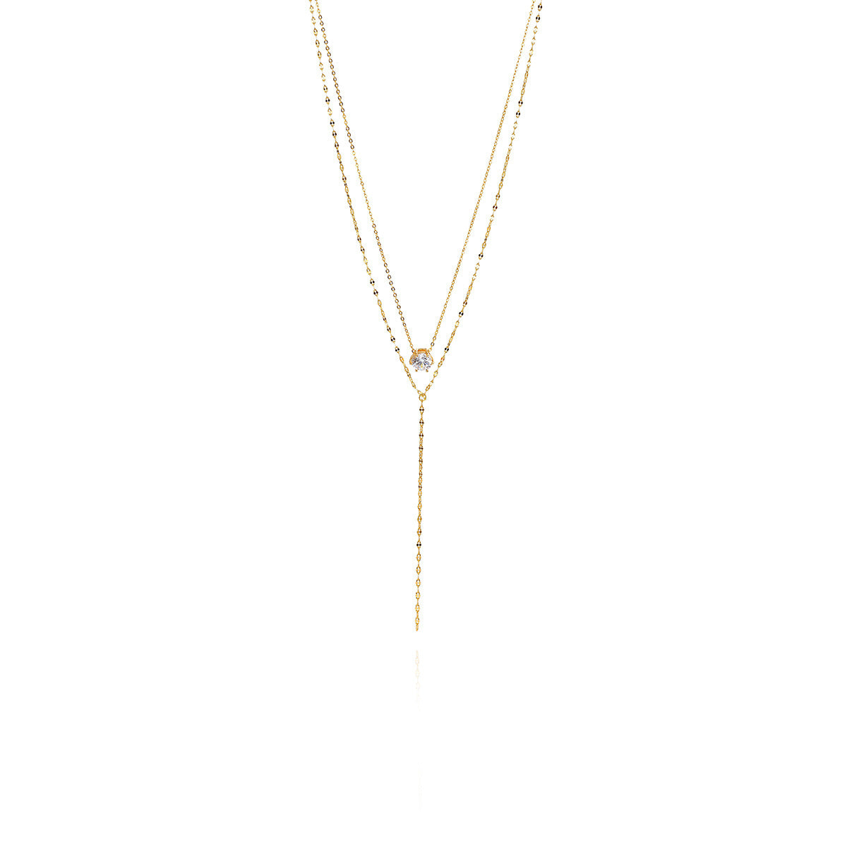 Long Tassel Necklace Light Luxury Elegant High-end Neck Chain Zircon Pendant Double Layer Stacked Collarbone Chain