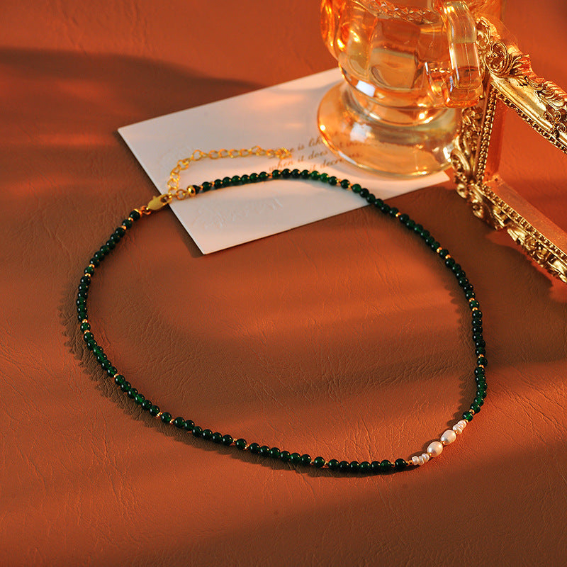 New Chinese Style Freshwater Pearl Natural Agate Stone Versatile Collarbone Chain New Chinese Style Daily Niche Retro High-end Necklace