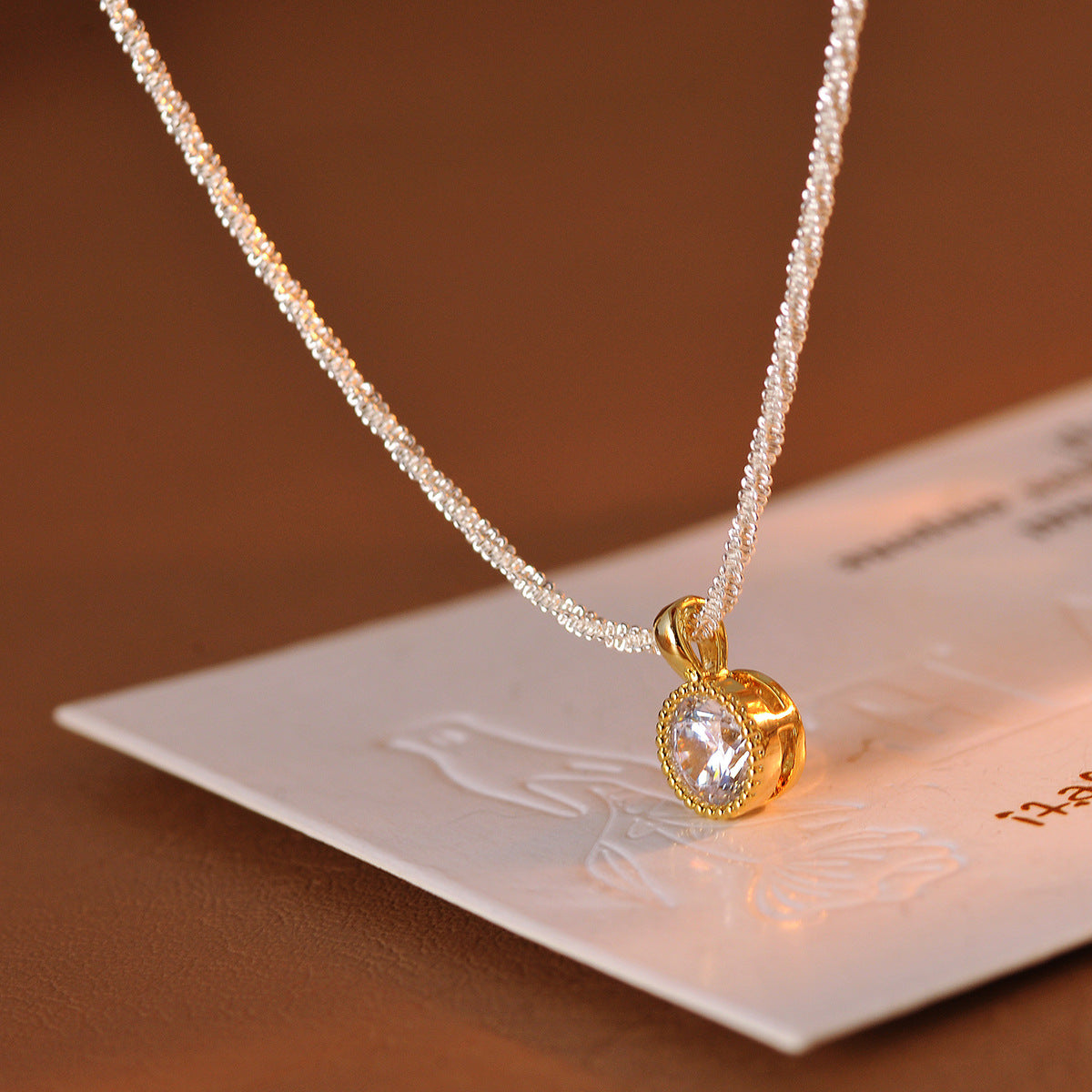 Zircon Necklace Pendant Hot-Selling Light Luxury Style Niche Design Fashion Simple High-End Neck Jewelry