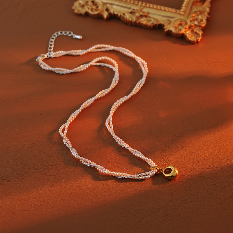 Vintage Double-Layer Pearl Necklace Light Luxury Niche Design Collarbone Chain for Women High-End Neck Chain New Model