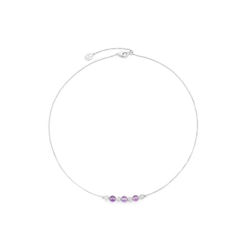 Original Lucky Bead Light Luxury Niche High-End Purple Bubble Bead Necklace Simple Collarbone Chain for Women