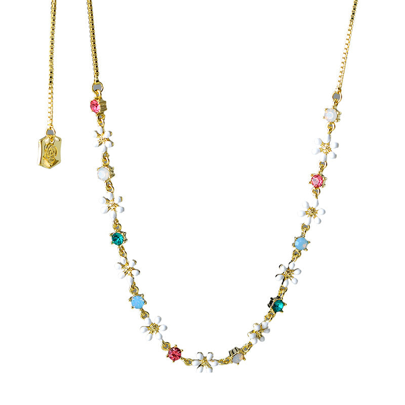 Colorful Daisy Dopamine Necklace for Women New Hot-Selling Collarbone Chain Niche Design Sense Choker