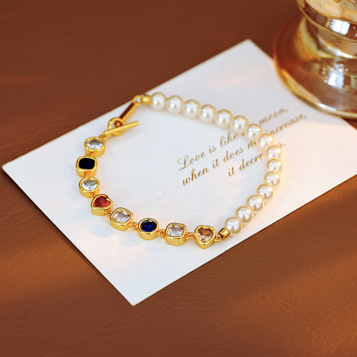 Original Fashion Retro Personality Colorful Zircon Pearl Beaded Necklace for Women Versatile High-end Simple Niche Choker