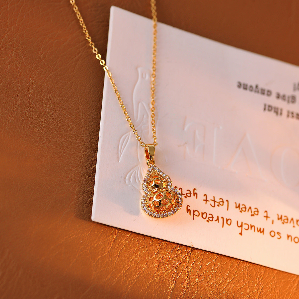 Gourd Necklace Xiaohongshu Same Style Real Gold Electroplated Hollow Necklace Pendant Light Luxury High-end Jewelry