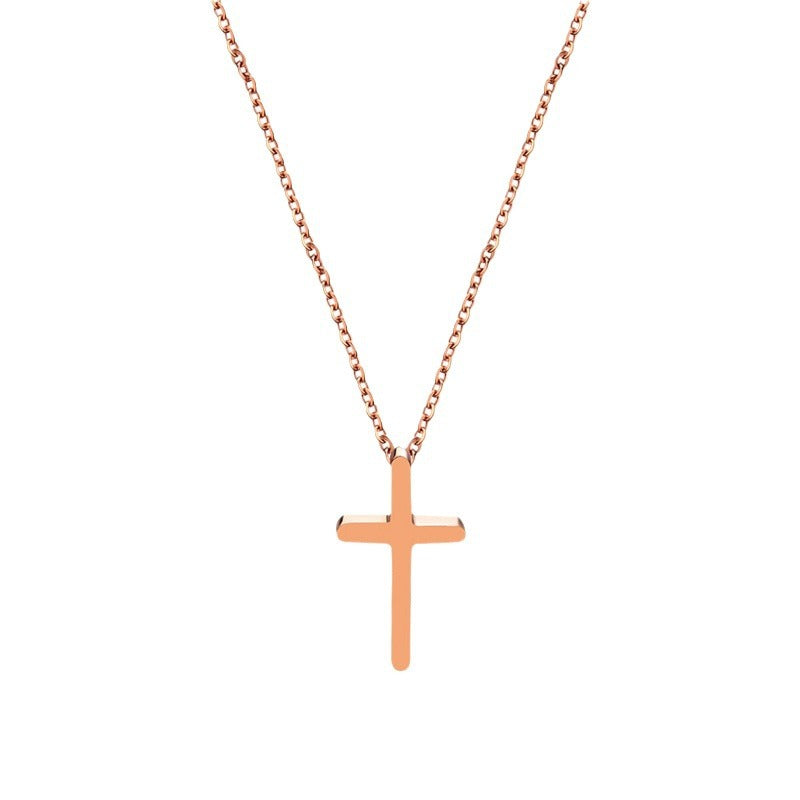 Cross Necklace for Women 2025 New Hot-Selling Light Luxury Niche Titanium Steel Non-Fading Color Gold Collarbone Chain Accessory for Women