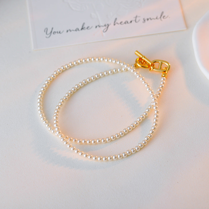 French Style INS Pearl Necklace Elegant Simple Light Luxury Chanel Style Pig Nose Collarbone Chain