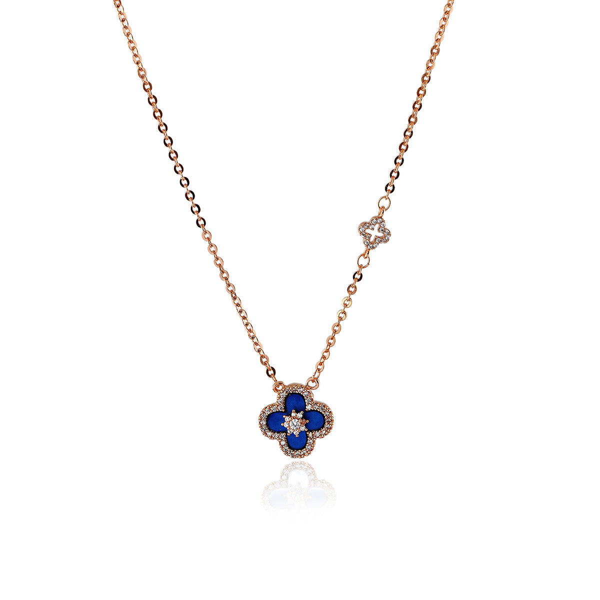 Korean Style Full Diamond Lucky Four-Leaf Flower Necklace for Women, Light Luxury High-End Niche Collarbone Chain Accessory Choker