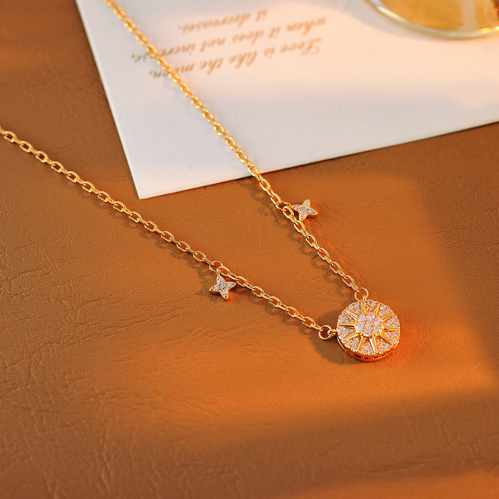 Eight-Pointed Star Necklace Ins Style Sun Star Chart Necklace Niche Fashion Light Luxury Elegant Commuting Versatile