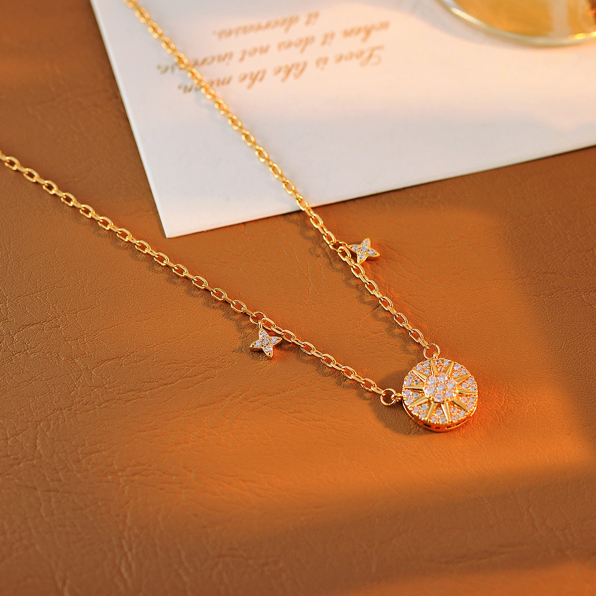 Eight-Pointed Star Necklace Ins Style Sun Star Chart Necklace Niche Fashion Light Luxury Elegant Commuting Versatile