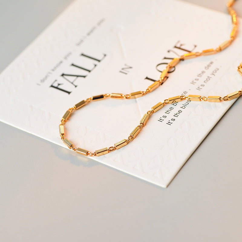 Thin Rectangle Necklace Chain for Women Fashion Simple Niche Design Sense Ins Cool Style Elegant Exquisite Jewelry