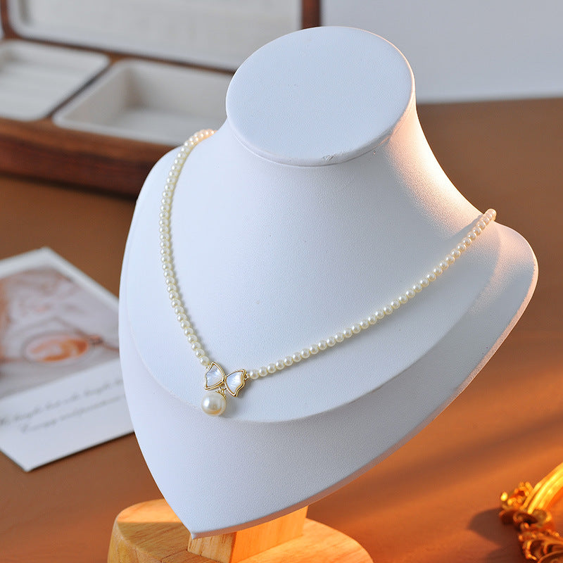 Freshwater Pearl Simple Fashion High-end Clavicle Chain Bow Pendant Korean Version Personality Necklace A10258