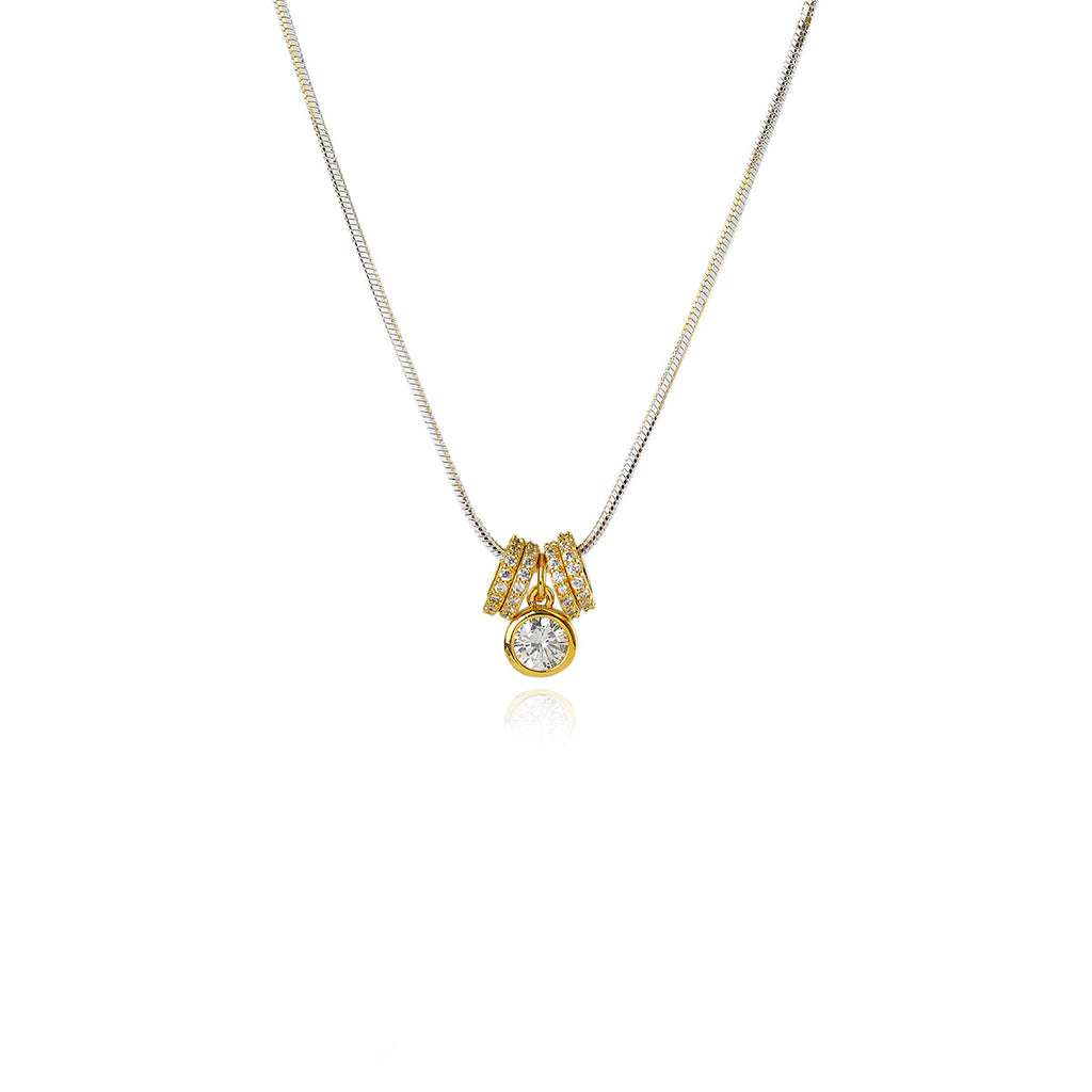 Designer Gold Passepartout Round Diamond Pendant Necklace for Women French Light Luxury High-end Necklace for Women