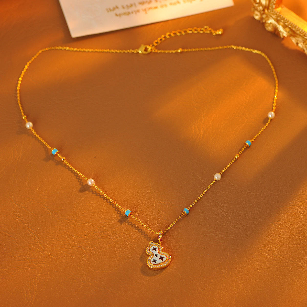 Japanese and Korean Simple New Micro Inlaid Zircon Blue Pine Gourd Pendant Necklace Exquisite Niche Gourd Earrings