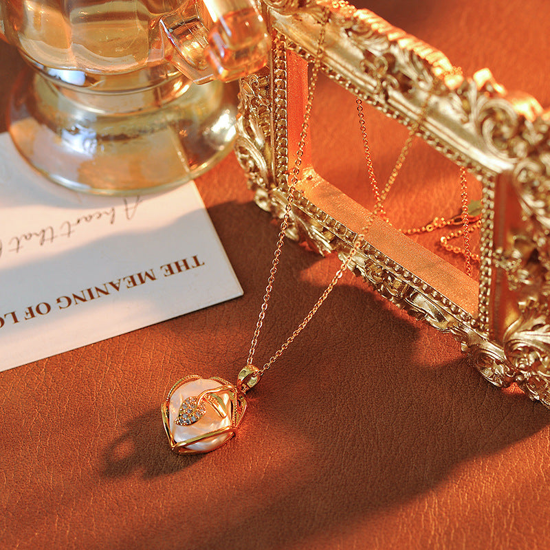 Natural Baroque Freshwater Pearl Pendant Necklace Earrings Ring Set 18K Gold Plated Niche Design Gift