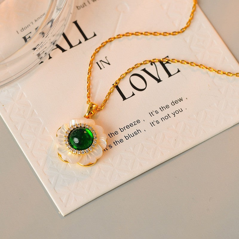 French Style Girly Flower Niche Earrings Chanel Style White Mother-of-Pearl Bracelet Design Earrings Bracelet Necklace