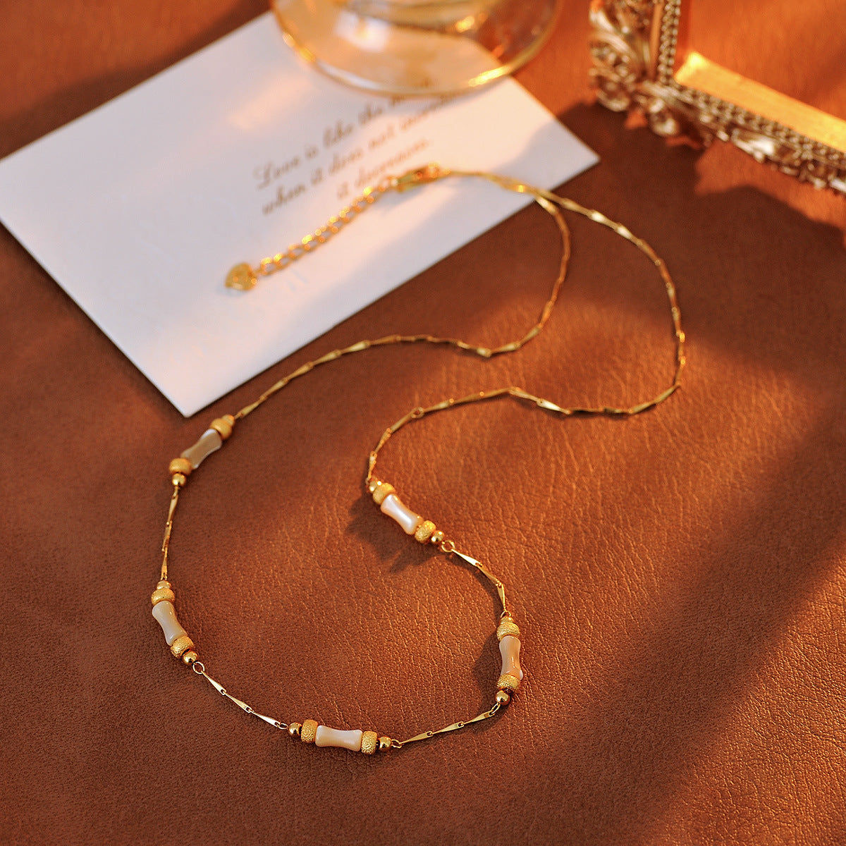 Vintage Layered Natural Stone Necklace Light Luxury Niche Collarbone Chain Elegant High-end Bracelet Women's Jewelry