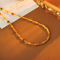 New Colorful Oil Drop Plated 18K Gold Necklace for Women, Collarbone Chain, High-end Niche Light Luxury Design