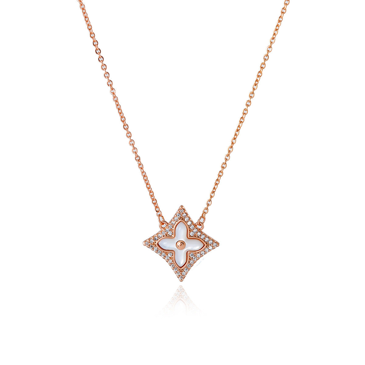 New European and American Fashion Four-Leaf Clover Inlaid Mother-of-Pearl Chain Necklace High-End Elegant Necklace