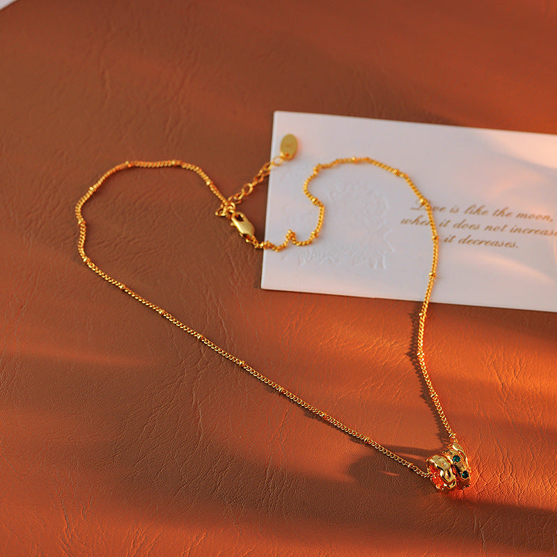 New Chinese Style Retro Multi-Circle Emerald Zircon Collarbone Chain Simple High-End Fashion Necklace