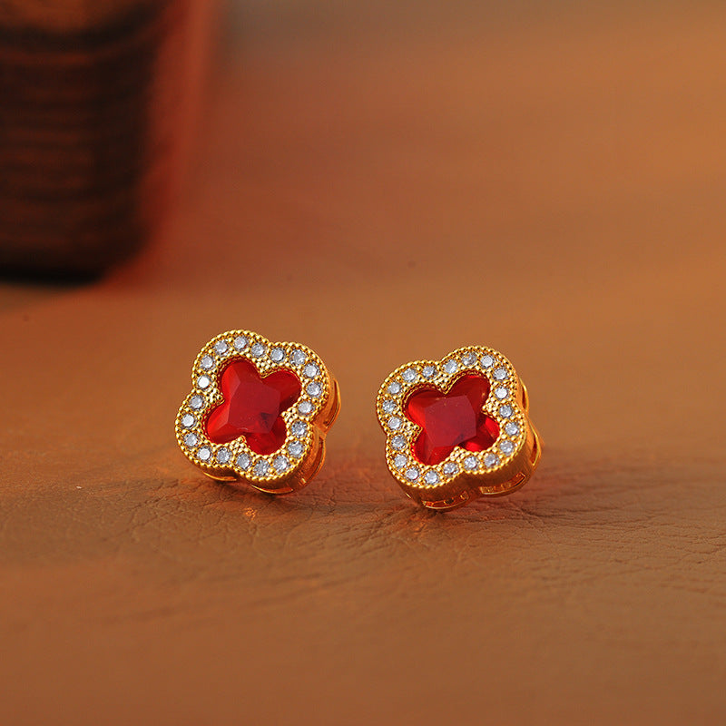 Korean Fashion Necklace Light Luxury Temperament Four-Leaf Clover Collarbone Chain Niche Design High-End Versatile Collarbone Chain