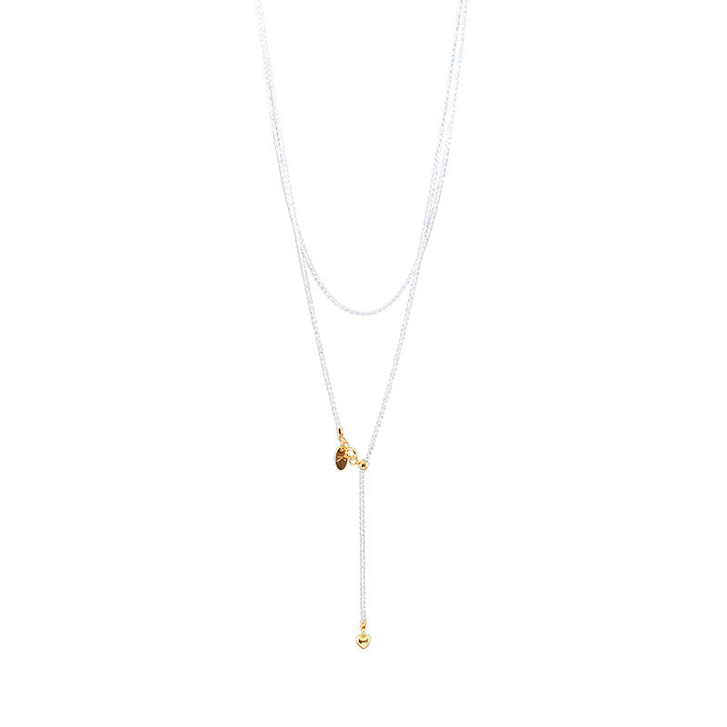 Minimalist Versatile Adjustable Y-shaped Heart Tassel Necklace Sweater Chain Multiple Wearing Methods Ins Niche