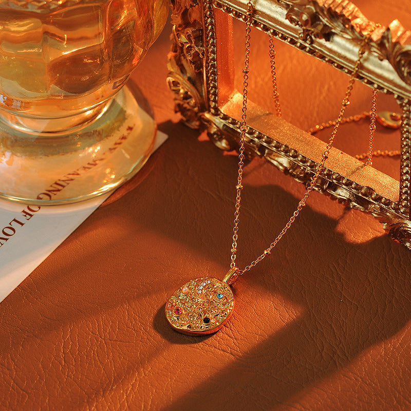 Hot-Selling Sun Moon Star Zircon Pendant Necklace for Women Original Design Niche Jewelry Layered Necklace Collarbone Chain