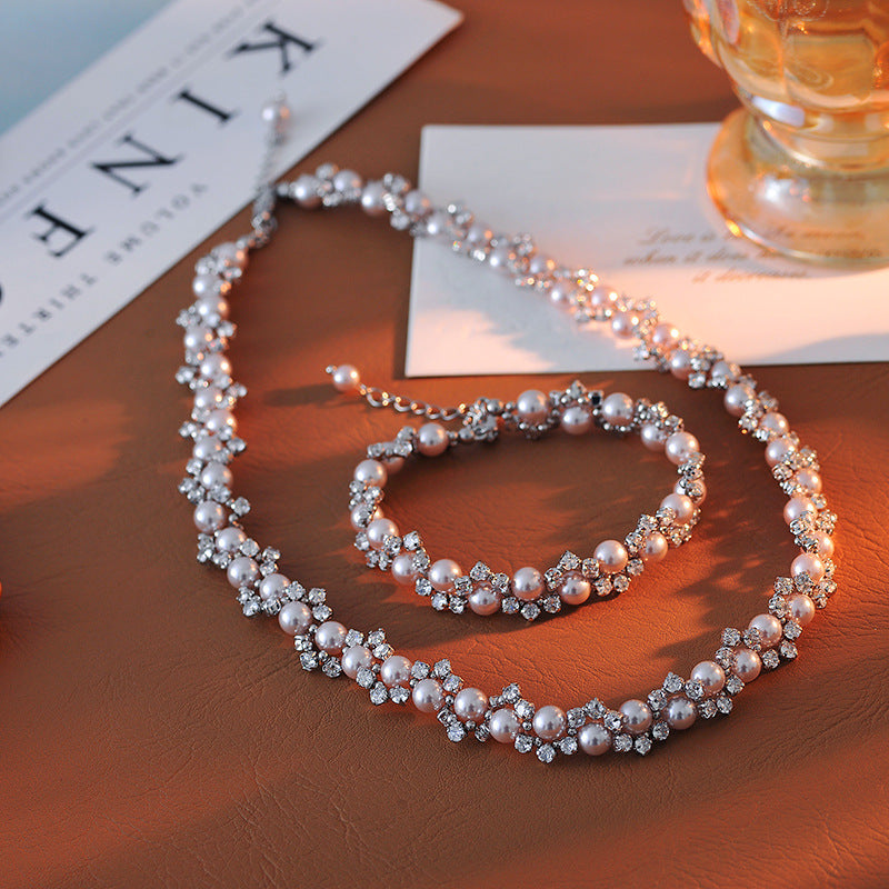 Star High-End Woven Perfect Round Strong Light Shijia Pearl Exquisite Claw Drill Necklace for Women Luxury Jewelry One Piece