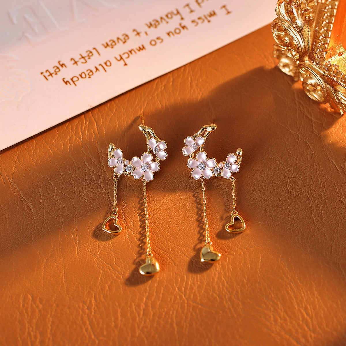 Flower Tassel Earrings Necklace High-End Fashion Versatile Necklace Niche Romantic Collarbone Chain