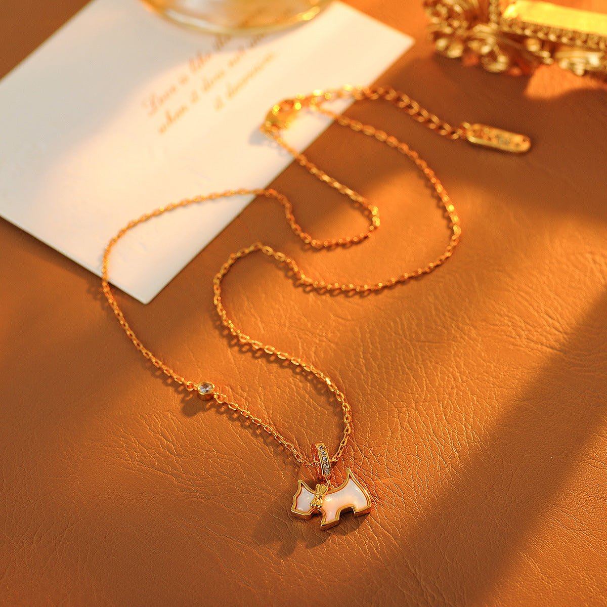 French Style Heart Puppy Necklace Hot-Selling Light Luxury Mother-of-Pearl Diamond Detachable Necklace Versatile Internet Celebrity Korean Version