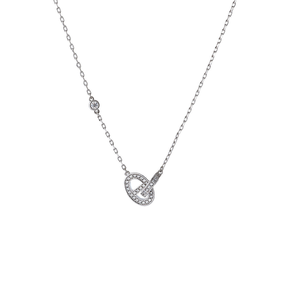 Interlocking Necklace for Women 2025 New Simple Light Luxury Niche Design Double Ring Collarbone Chain Accessories Wholesale