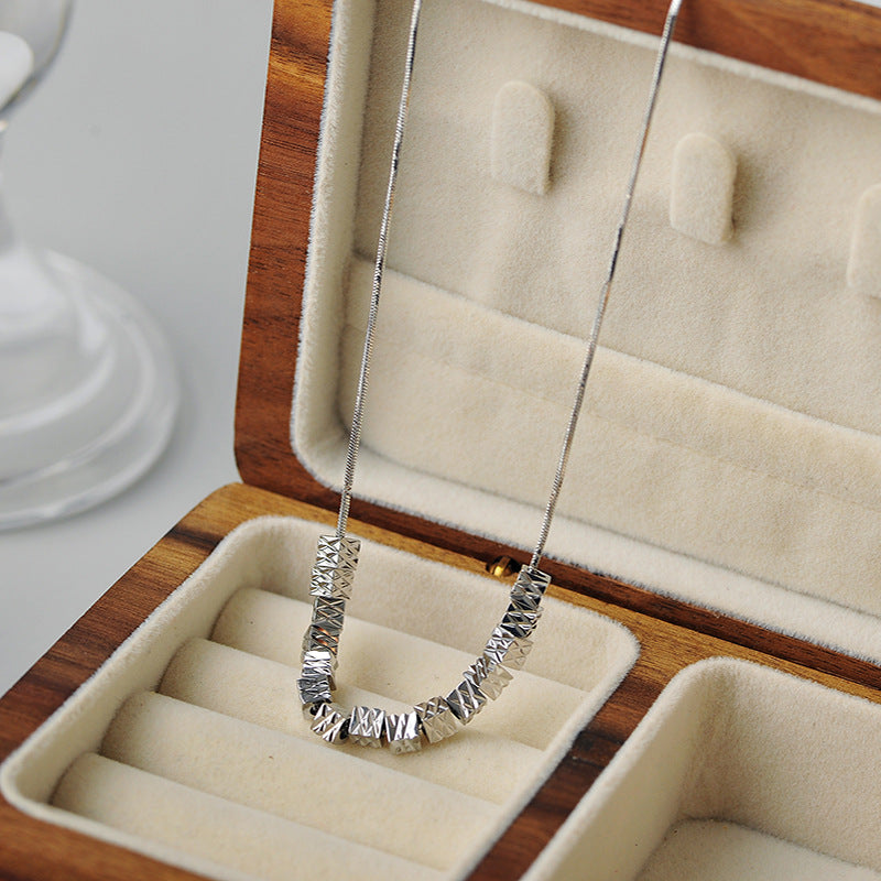 Light Luxury Niche Square Double Layer Stacked Flower Necklace Simple Elegant High-end Versatile Collarbone Chain Qixi Festival Gift